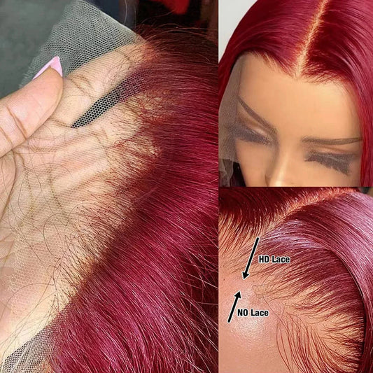 Burgundy Transparent Bob Human Hair Wig