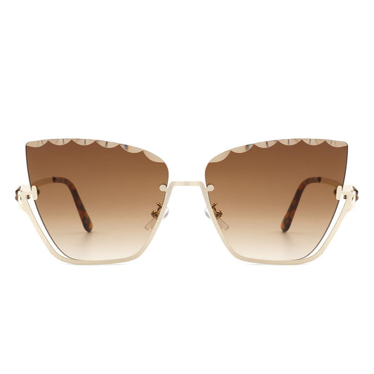 Starfire - Half Frame Square Irregular Tinted Fashion Cat Eye Sunglasses